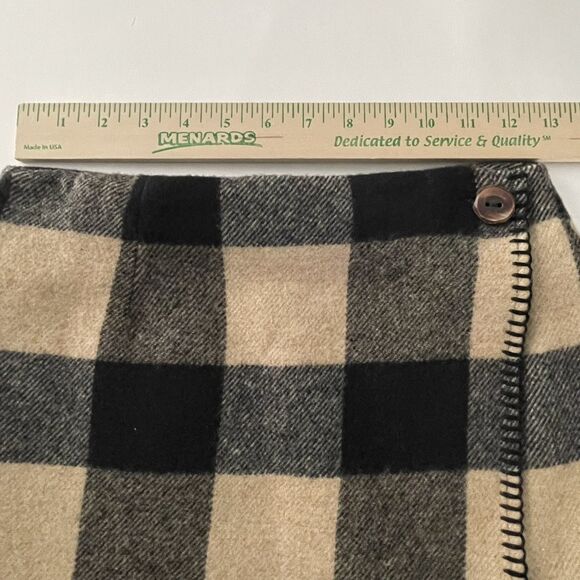 Ralph Lauren Country 100% Wool Skirt Sz 4 Buffalo Check Black Cream Blanket USA - Picture 9 of 11